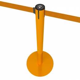 Absperrständer mit Gurt - orangefarbene Lackierung - Edelstahl - 320 cm - MASTER