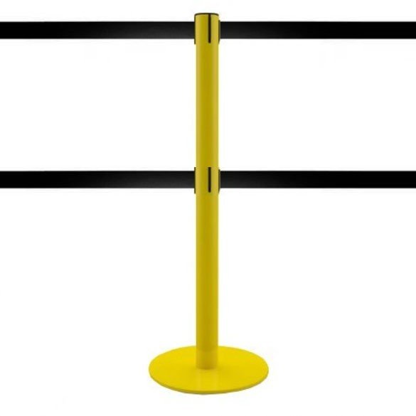 Gele afzetpaal met dubbel lint 3m (personaliseerbaar) - DUAL YELLOW