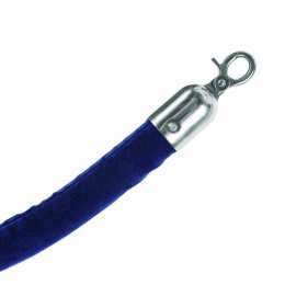 Fluwelen koord blauw (150cm) - Verchroomde karabiners