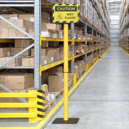 Anzeigeaufsatz für Absperrpfosten SAFETY zweifarbig mit horizontalem A3-Paneel