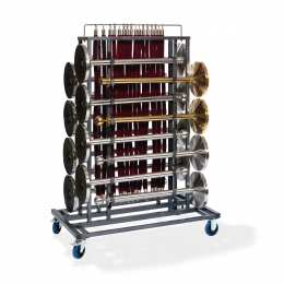 Praktische trolley voor het vervoeren van maximaal 16 bolders en grenskabels