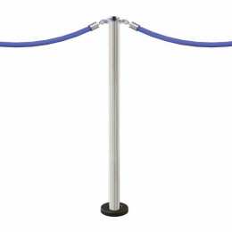 Kordelpfosten zur Bodenbefestigung „Design“ (gebürsteter Edelstahl) – FIX.