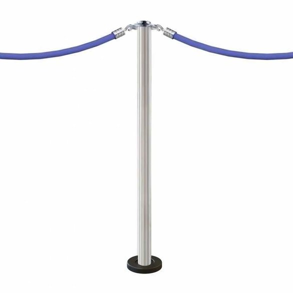 Kordelpfosten zur Bodenbefestigung „Design“ (gebürsteter Edelstahl) – FIX.