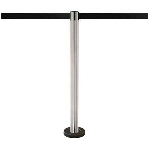 Barrierenpfosten aus gebürstetem Edelstahl – Gurt 370 cm.