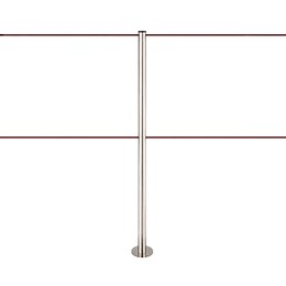 Afzetpaaltje met dubbel koord, te bevestigen (geborsteld inox) - LINE FIX DUAL