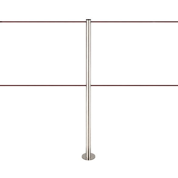 Afzetpaaltje met dubbel koord, te bevestigen (geborsteld inox) - LINE FIX DUAL