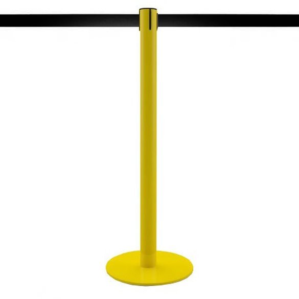 Poteau de guidage jaune a sangle personnalisable Poteau de guidage jaune a sangle personnalisable