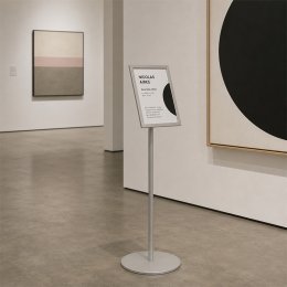 Espositore cartello museo A4 grigio argento - Gamma LINE