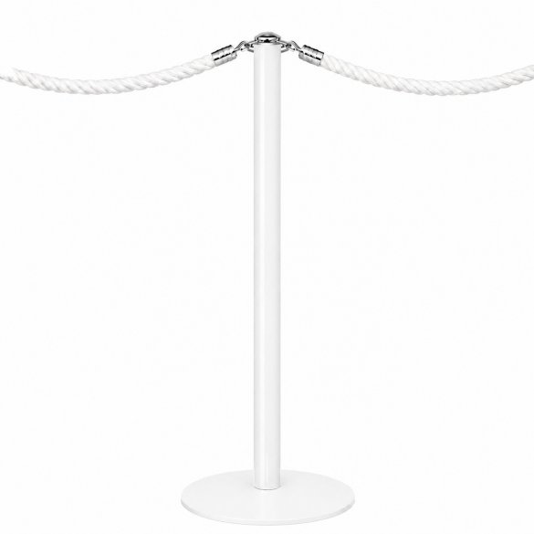 Poteau à corde (blanc laqué), cordons blancs torsadés - DESIGN Poteau à corde (blanc laqué), cordons blancs torsadés - DESIGN