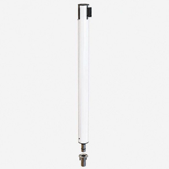 Removable socketed barrier post white - 3m belt - UNFIX Removable socketed barrier post white - 3m belt - UNFIX