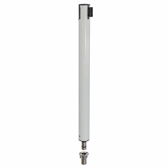 Removable socketed barrier post grey - 3m belt - UNFIX Removable socketed barrier post grey - 3m belt - UNFIX