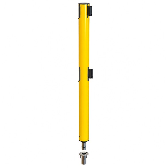 Barrier post yellow, double belt, embeddable conduit sleeve - UNFIX DUAL Barrier post yellow, double belt, embeddable conduit sleeve - UNFIX DUAL