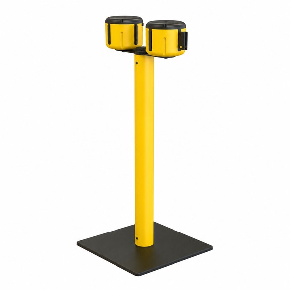 Afzetpaal met dubbel oprolmechanisme geel 2 x 9 m (18 m)