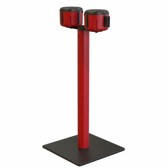 Absperrpfosten mit zwei Gurtaufrollern rot 2 x 9 m (18 m)
