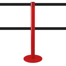 Afzetpaal met dubbele afzetband rood 3m (aanpasbaar) - LIMIT DUAL