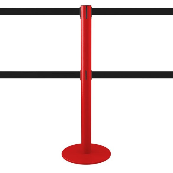 Afzetpaal rood met dubbel afzetlint - 3m