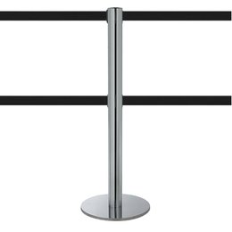 Verchromter Absperrpfosten mit Doppelgurt 3m - LIMIT DUAL