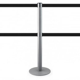 Absperrpfosten mit Doppelgurt silber 3m - LIMIT DUAL