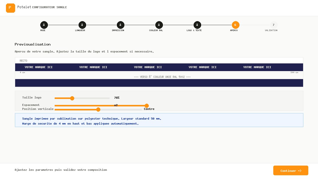 Prévisualisation sangle personnalisée recto verso en temps réel