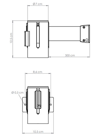 Dimensions de l'enrouleur de sangle mural