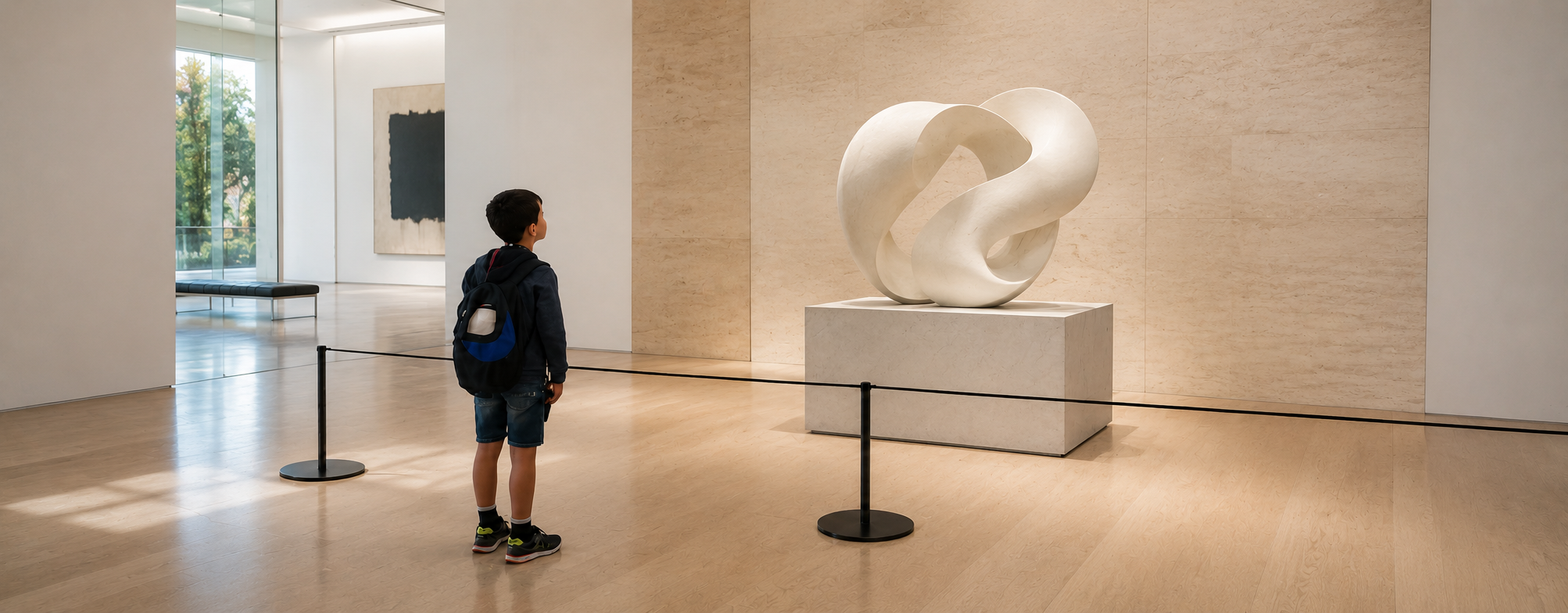 Potelet® gamme LINE en musée — corde élastique dans une galerie d'art