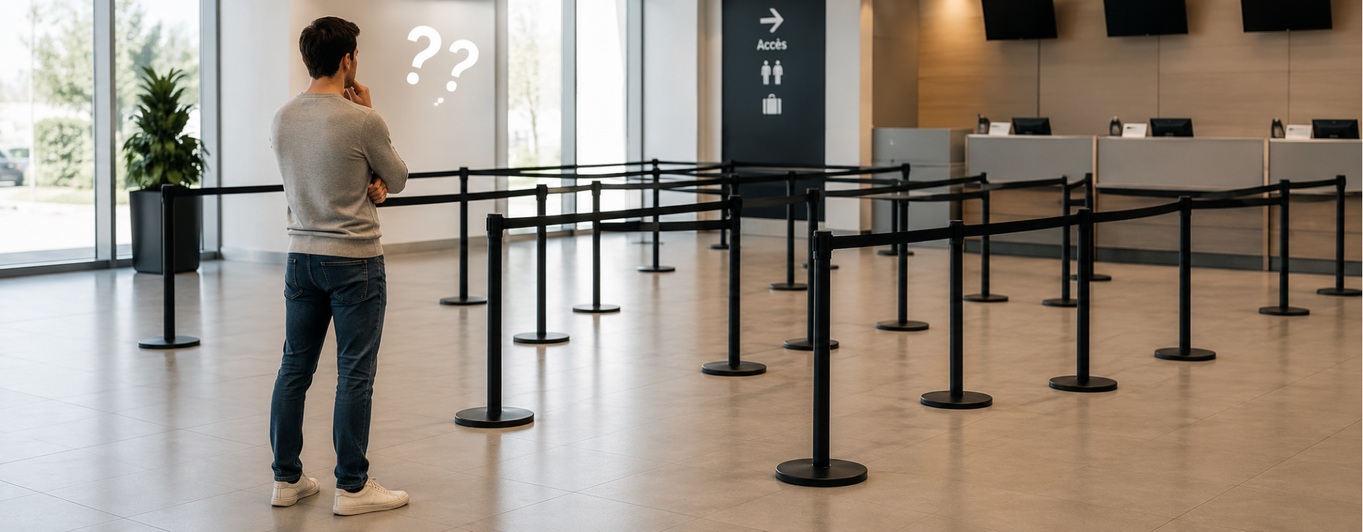 Combien de poteaux de guidage pour une file d’attente ?